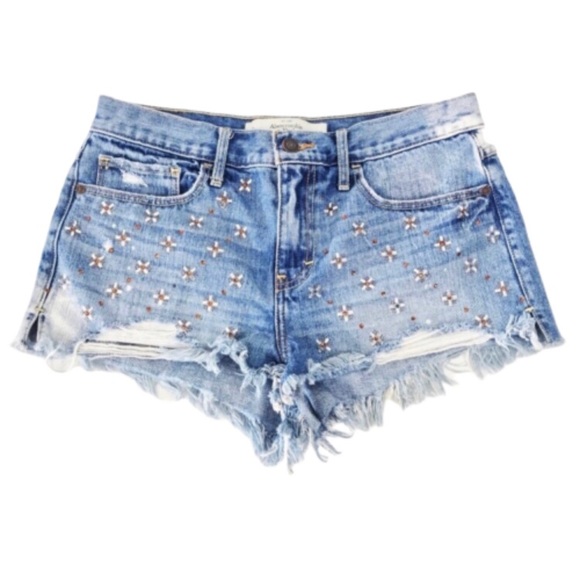 Abercrombie & Fitch Pants - Abercrombie Crystal High Rise Ripped Denim Shorts